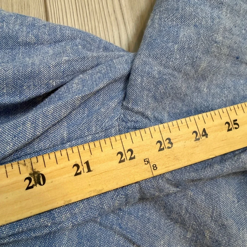 Banana Republic Wide Leg Cropped Linen Blend Pull On Pants Antique Blue L 568213